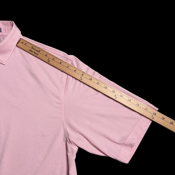 Peter Millar Summer Comfort Pink Stripe Performance Golf Polo Shirt Mens XL - Picture 9 of 10